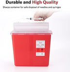 Alcedo Sharps Container for Home and Professional Use 5 Quart (2 Pack), Biohazard Needle and Syringe Disposal, Mailbox Style Lid, Medical Grade