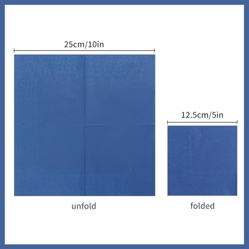200 Pack Cocktail Napkin 2-Ply Dessert Napkins Folded 5 x 5 Inches Disposable Napkins for Dinner Wedding Birthday Party Bridal Anniversary Reception Event (200, Navy Blue)