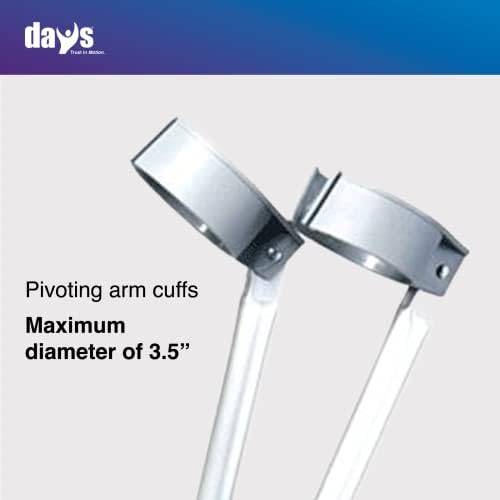Days Forearm Crutches, Adult Size, Turning Arm Cuffs and Crutches Support Legs After Injury or Surgery, Adjustable Height and Handle Crutches for Elderly, Handicapped, and Disabled users