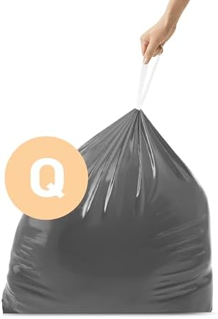 simplehuman Code Q 100 Count Odorsorb Custom Fit Liners, Drawstring Odor Absorbing Trash Bags, One-by-One Mess-Free Dispense, Extra Thick & Double Seamed, 50% PCR Plastic, 50-65 Liter / 13-17 Gallon