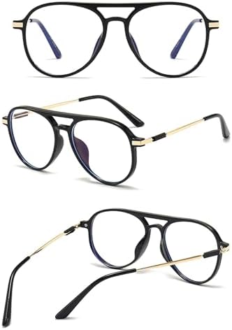 Aviator Reading Glasses for Women Men Blue Light Blocking Oval Retro Fashion Double Bridge Computer Reader