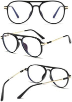 Aviator Reading Glasses for Women Men Blue Light Blocking Oval Retro Fashion Double Bridge Computer Reader