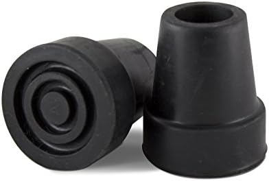 Essential Medical Supply Replacement Rubber Cane Tips with Metal Washer for 3/4" in Black - Durable and Supportive Walking Cane Tips