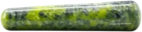 Amazing Gemstone Green Jade Crystal Wand Massage Stick - Pelvic Wand Gua Sha for Adults - Crystals and Healing Stones Massage Wands for Adults Gifts (Smooth)