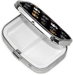 Dog Paw Prints Print Compact Mini Pill Box â€“ Square-Shaped, Full Frame Printed Design, Ideal for Travel â€“ Easy to Open, Lightweight, Black