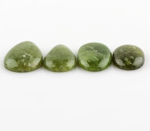 CRYSTALIS Wholesale 4pcs Natural Vessonite OR Vesuvianite Loose Gemstone Bulk Cabochons Jewelry Making Supply, Chakra Healing Polished Stones, Wire Wrapping, DIY, Gem Collection