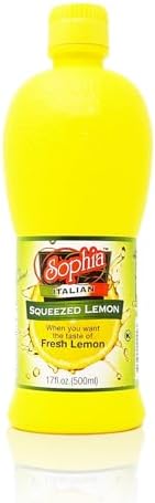 Sophia Italian Lemon Juice from Sicily - 17oz (6-pack) | Real Sicilian Lemon Juice for Cooking & Lemonade | Bottled Juice from Fresh Lemons | Made in Italy | For Drinks, Marinades & More