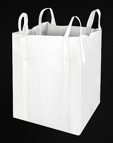 QWORK FIBC Bulk Bag, 4 Pack Sandbags 1 Ton Industrial Grade Bag Holds 2200 LBS, Woven Polypropylene Bags 35" x 35" x 43"