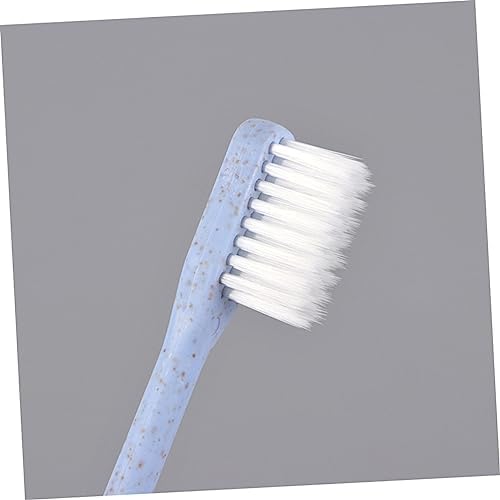 FRCOLOR 8pcs Wheat Straw Toothbrush Travel Set Caps Soft Bristle Portable Toothbrushes for Camping School and Work Use