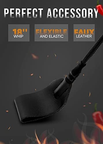 Leather Riding Crop for Adult Play, Faux Leather Riding Flogger Whip Black 18" for Play Paddle for Adults