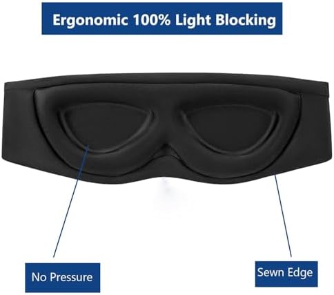 ALASKA BEAR Sleep Mask for Side Sleepers Patented Design, Cup-Shaped and Extra-Soft, 100 Blackout Eye Mask Shades Cover for Men and Women Home or Travel, Machine Washable, Black