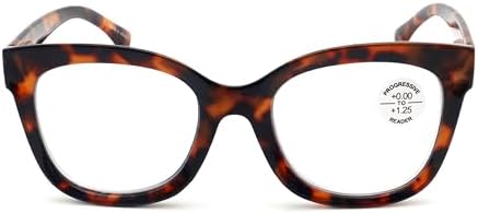 Women Large Oversized Progressive Clear Bifocal Reading glasses - No Line or Bubble - Zero Power on Top Wide Reader