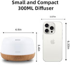 SEEDSEEL 300ML Essential Oil Diffuser with 7-Color LED Lights and Remote Control, Modern Minimalist Design, High-Efficiency Ultrasonic Mist Aromatherapy Diffuser for Home
