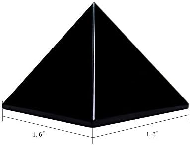 Runyangshi Natural Black Obsidian Crystal Pyramid Energy Generator | 1.6x1.6in (4x4cm) Healing Crystal Pyramid for Protection & Positive Energy | Natural Quartz for Chakra Reiki Home Decor