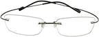 Stylish Rimless Frame Reading Glasses Black Gold Metallic