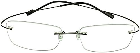 Stylish Rimless Computer Reading Glasses Black Gold Metallic Readers