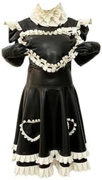 Generic Women's Latex Cosplay Costume Adult Size Sexy Black latex fashion Maid Dress