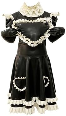 Generic Women's Latex Cosplay Costume Adult Size Sexy Black latex fashion Maid Dress