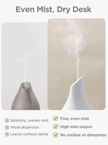 InnoGear Essential Oil Diffuser, 150ml Ceramic Diffuser Handcrafted Stone Aromatherapy Diffusers Ultrasonic Cool Mist Humidifier Vaporizer 2 Mist Modes Waterless for Home, White Vase-Shaped Ceramic