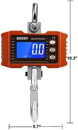 RESHY Digital Crane Scale 2200lb/1000Kg Digital Hanging Scale Industrial Heavy Duty Crane Scale for Farm,Deer,Livestock,Factory,Construction,Hunting CE Certified