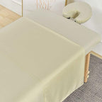 MRJ Soft 3 Piece Set Microfiber Massage Sheet Set,for Massage Tables,Includes Massage Flat Sheet,Massage Fitted Sheet and Face Rest Cover,Natural
