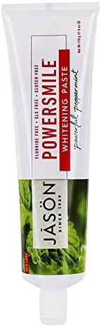 JASON Powersmile Whitening Fluoride-Free Toothpaste, Powerful Peppermint, 6 Ounce Tube