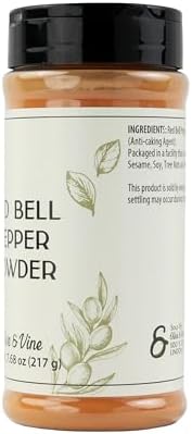 Olive & Vine Red Bell Pepper Powder, Sweet & Vibrant, For Seasoning & Sauces, Rich Tradition, Authentic Taste, For Global Recipes (7.68 Ounce)