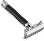 Parker Open Comb Double Edge Safety Razor – Heavyweight Chrome Handle for Closer Shaves – Includes 5 Razor Blades – Ideal for Men with Thick or Coarse Beards (26C - Graphite Gray)