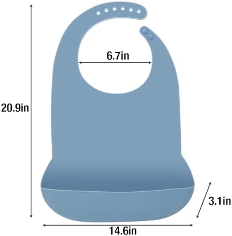 Emptycolor Silicone Adult Bib for Men & Women Waterproof Bib with Food Catcher, Adjustable & Washable Adult Bibs for Elderly Eating, BPA-Free, Blue
