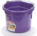 Little Giant® Flat Back Plastic Animal Feed Bucket | Animal Feed Bucket with Metal Handle | Horse Stall Feeding and Watering Supplies (Purple, 8 Quart)