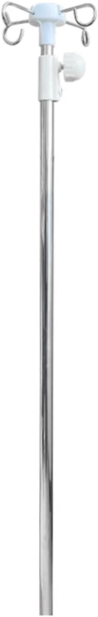 Portable IV Pole with 4 Hooks - Height Adjustable Stainless Steel Stand for Feeding Tubes & IV Bags - Ideal for Nursing Beds & Infusion Chairs for Elderly Care