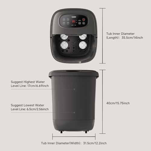 High Depth 14in Feet Foot Spa Electric Rotary Massage with PTC Heating System,Foot Bath with Timer Constant Temperature Control,Handle,and Six Set Electric Massage Balls