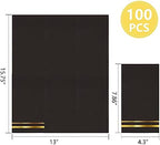 BUCLA 100-Count 3-Ply Black and Gold Napkins - Black Paper Dinner Napkins Disposable Premium Quality, Disposable Soft, Absorbent for Party, Wedding, Kitchen & Graduation