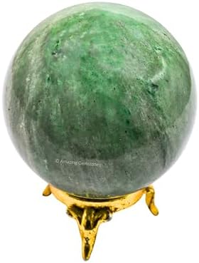 Amazing Gemstone Green Aventurine Crystal Ball with Stand - 2.5 Inches Large Crystal Sphere Meditation Balls for Witchcraft and Decorative Balls