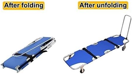 Folding Portable Stretcher with 4 Wheels - Lightweight Aluminum Emergency Rescue Stretcher for Hospital, Clinic, Home Care, and Sports - 350lb Capacity