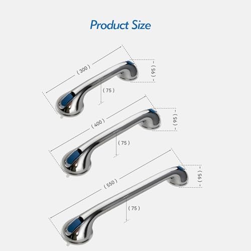 Suction Cup Grab Bars for Shower,Chrome Plated Bathroom Grab Bars,Removable Toilet Handles,Suitable for Elderly Disabled Pregnant Women (Size : 30cm)