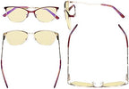 Eyekepper Ladies Blue Light Blocking Glasses with Yellow Filter Lens - Semi Rimless Computer Eyeglasses Women - UV420 Cateye Eyewear with Crystals - Red