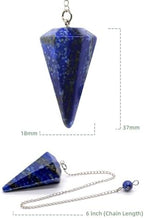 Blue Lapis Lazuli Point Crystal Pendulum Healing Dowsing Energy Balancing Chakra Divination for Meditation 37mm