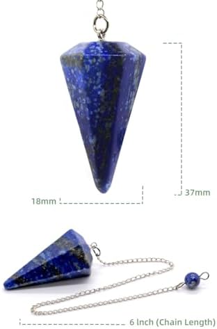 Blue Lapis Lazuli Point Crystal Pendulum Healing Dowsing Energy Balancing Chakra Divination for Meditation 37mm