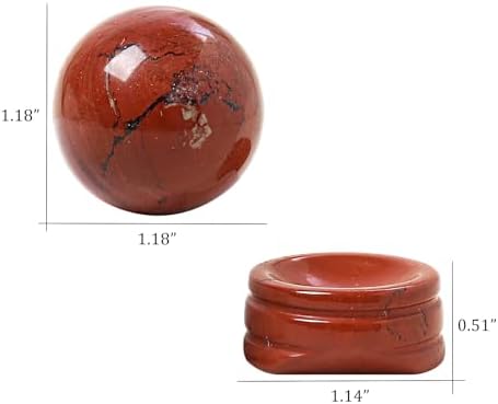 Natural Red Jasper Ball with Stone Stand, Healing Crystal Sphere for Home Fengshui Yoga Meditation, Reiki Energy Balancing 1.18”(30mm)