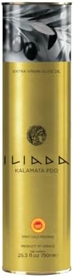 Iliada Kalamata PDO Extra Virgin Olive Oil, 750ml Round Tin | Multi-Awarded | Single Region 100% Greek | Monovarietal Koroneiki | Cold Press | Polyphenol Rich | Chef's Favorite [Pack of 2]