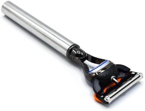 Parker 5 Blade Stainless Steel Razor Handle – Compatible with Fusion Style Cartridges – Heavyweight Metal Handle for Smooth Shave – Men’s Grooming Razor with 1 Cartridge