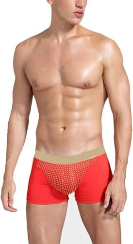 3pcs Men's Magnetic Therapy Boxer Shorts, Enlargement Underwear for Improving Male Power (red,Large)