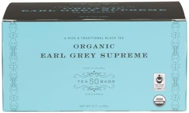 Harney & Sons Organic Earl Grey Supreme | Box of 50 Organic Earl Grey Tea Bags with Black Tea & Bergamot Oil, Individually Wrapped Teabags