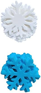 50Pcs Edible Cake Cupcake Toppers Snowflakes Christmas Winter Party Decoration White and Blue