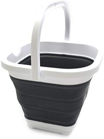 SAMMART 5L / 1.3 gallons Collapsible Rectangular Handy Bucket (5L Rectangular, Black)