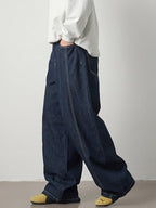 Baggy Hip Hop Jeans for Men Wide Leg Skater Denim Pants Casual Loose Fit Long Trousers