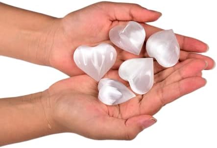 JIC Gem 1.4-1.6" Natural Unique White Selenite Heart Stone Healing Crystal Heart Rock Engraved Heart Decoration Heart Shape Crystal Set of 10 Wholesale Frome Morocco