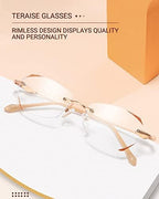 TERAISE Frameless Reading Glasses For Women With Blue Light Blocking,Fashion Diamond Cutting Rimless Eyeglasses