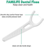FAMILIFE Dental Floss Unwaxed Dental Floss Picks Unflavored Fluoride Free Back Teeth Toothpicks Flossing Flossers Threaders Sticks with 4 Travel Handy Cases 120 Count
